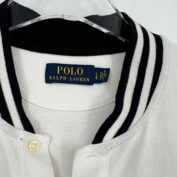Polo Ralph Lauren Top Mens L Logo Preppy Varsity‎ Bubble Script White Classic - Picture 3 of 7